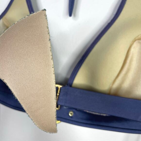 Victorias Secret 2009 Y2K Gold Chain Halter Bikini Swimsuit Swim Purple womens M - Picture 9 of 12